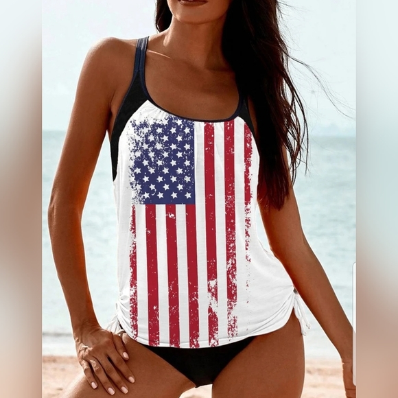 American flag Tankini Swimsuit XL - Picture 1 of 8